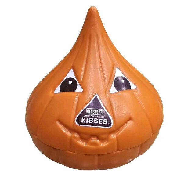 1990 HERSHEY's KISSES Jack-O-Lantern PUMPKIN HALLOWEEN CANDY Container Vintage - Picture 1 of 2